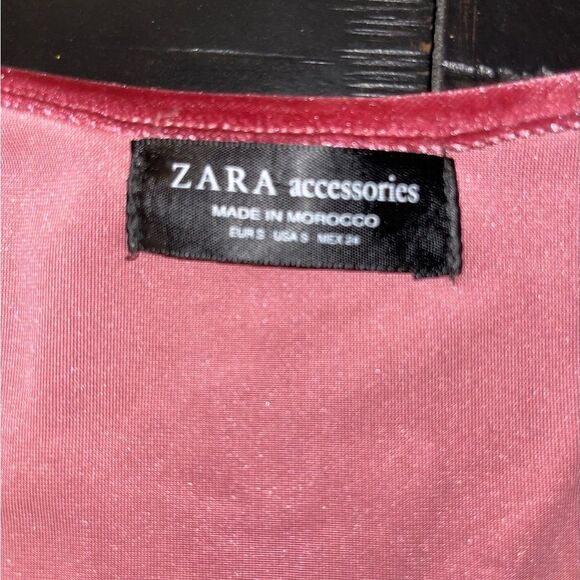 ZARA Rose Velvet Plunge Neckline Draped Going Out Bodysuit - Picture 5 of 6